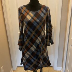 NWOT Jessica Howard Brown and Black Ruffled A-Line Dress